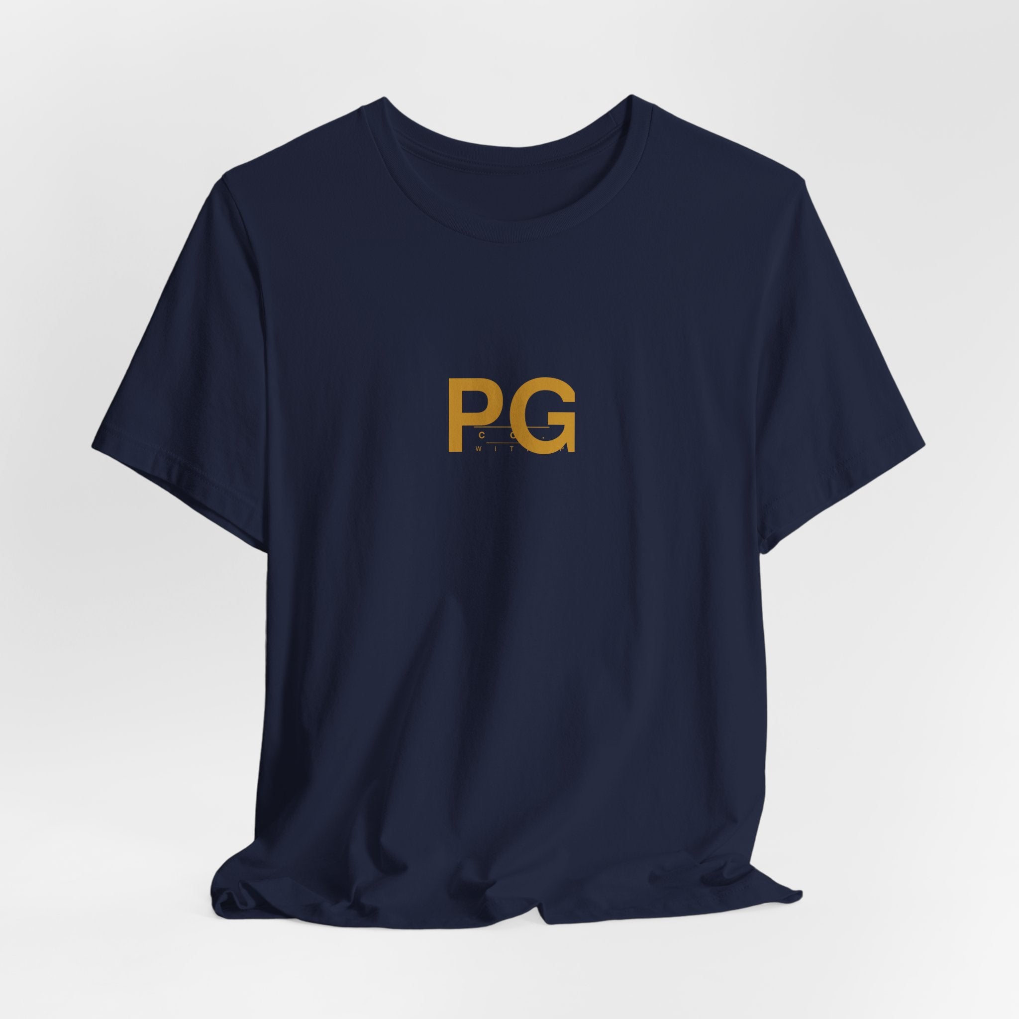 PG Minimalist White Tee — Gold Initials Casual T-Shirt