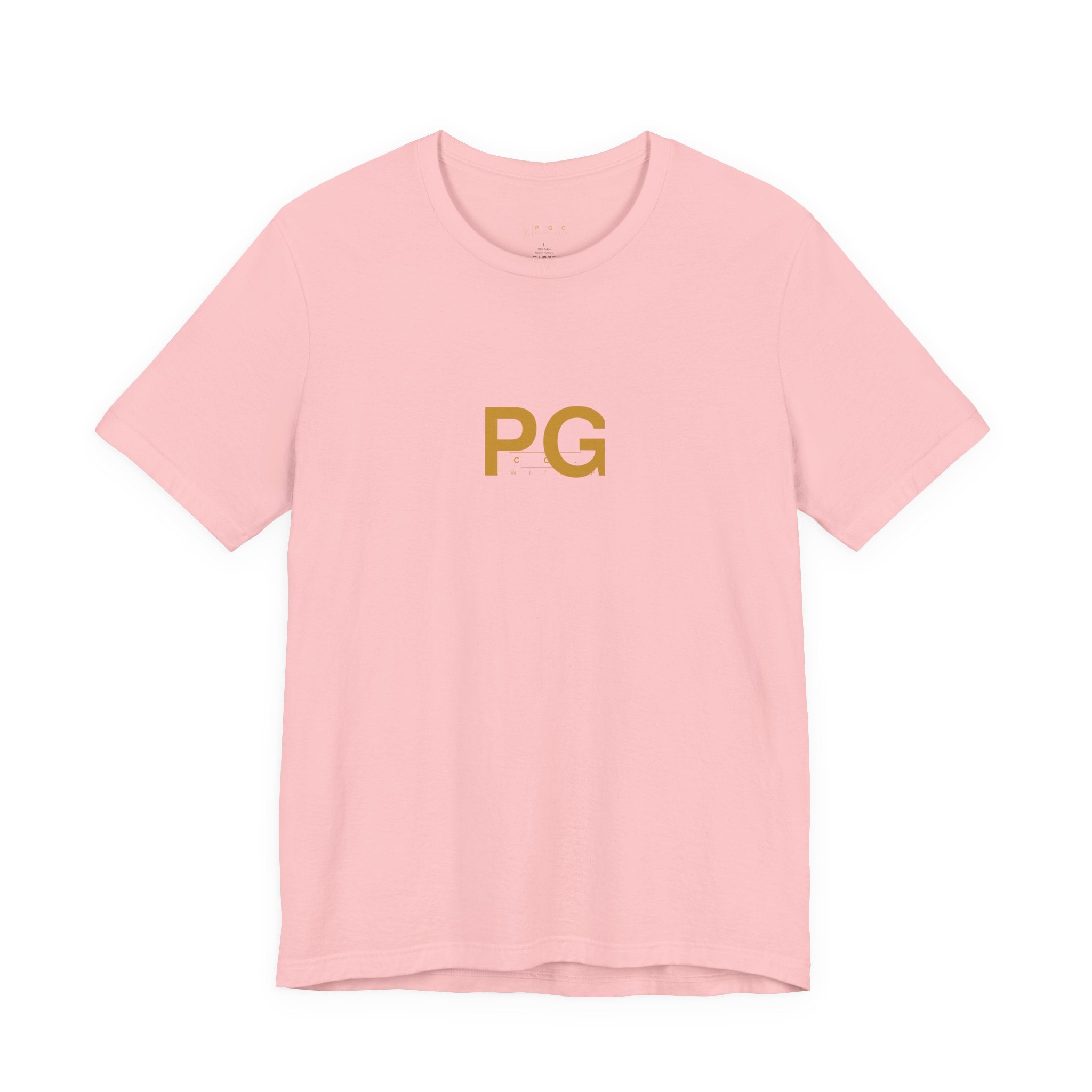 PG Minimalist White Tee — Gold Initials Casual T-Shirt