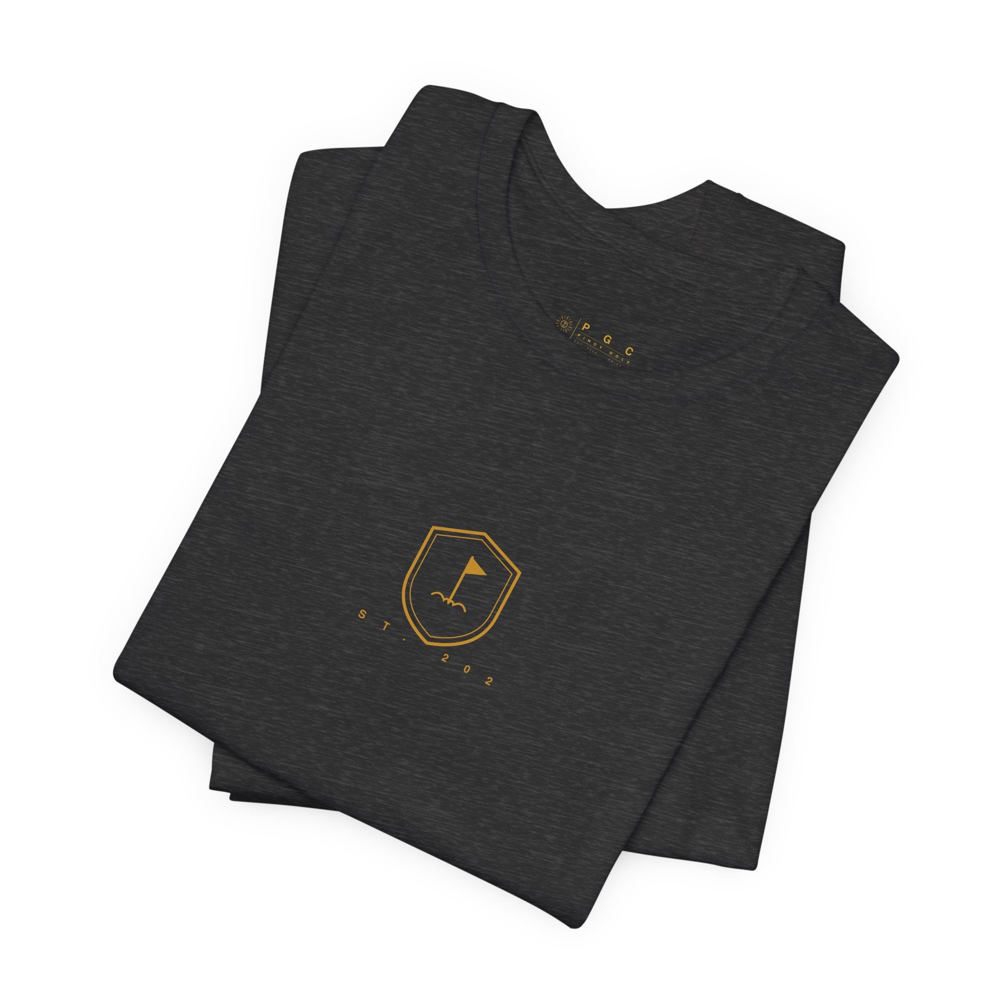 Minimalist Golf Flag T-Shirt — Small Hex Emblem Chest Tee