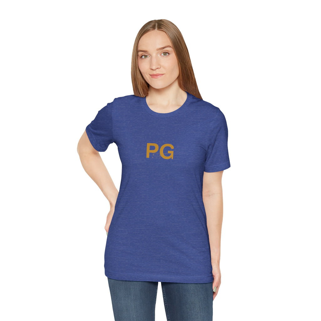 PG Minimalist White Tee — Gold Initials Casual T-Shirt