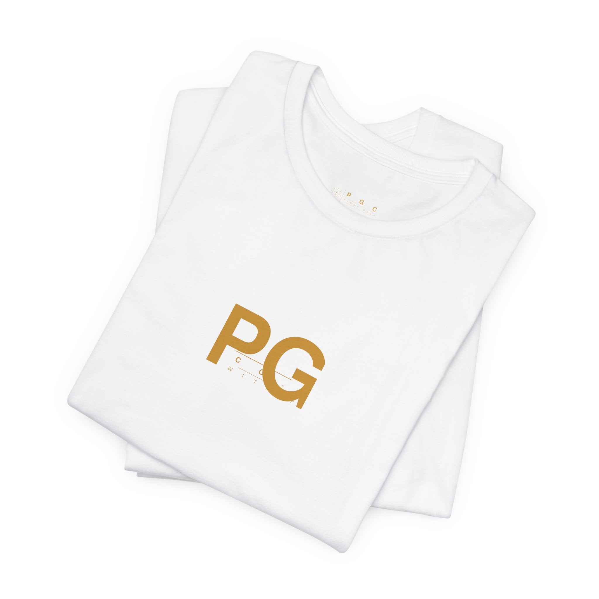 PG Minimalist White Tee — Gold Initials Casual T-Shirt
