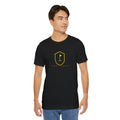 Minimalist Gold Golf Flag T-Shirt — Small Chest Emblem Tee for Golfers