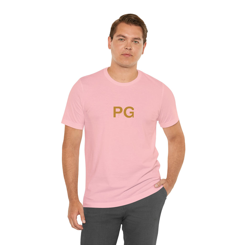 PG Minimalist White Tee — Gold Initials Casual T-Shirt