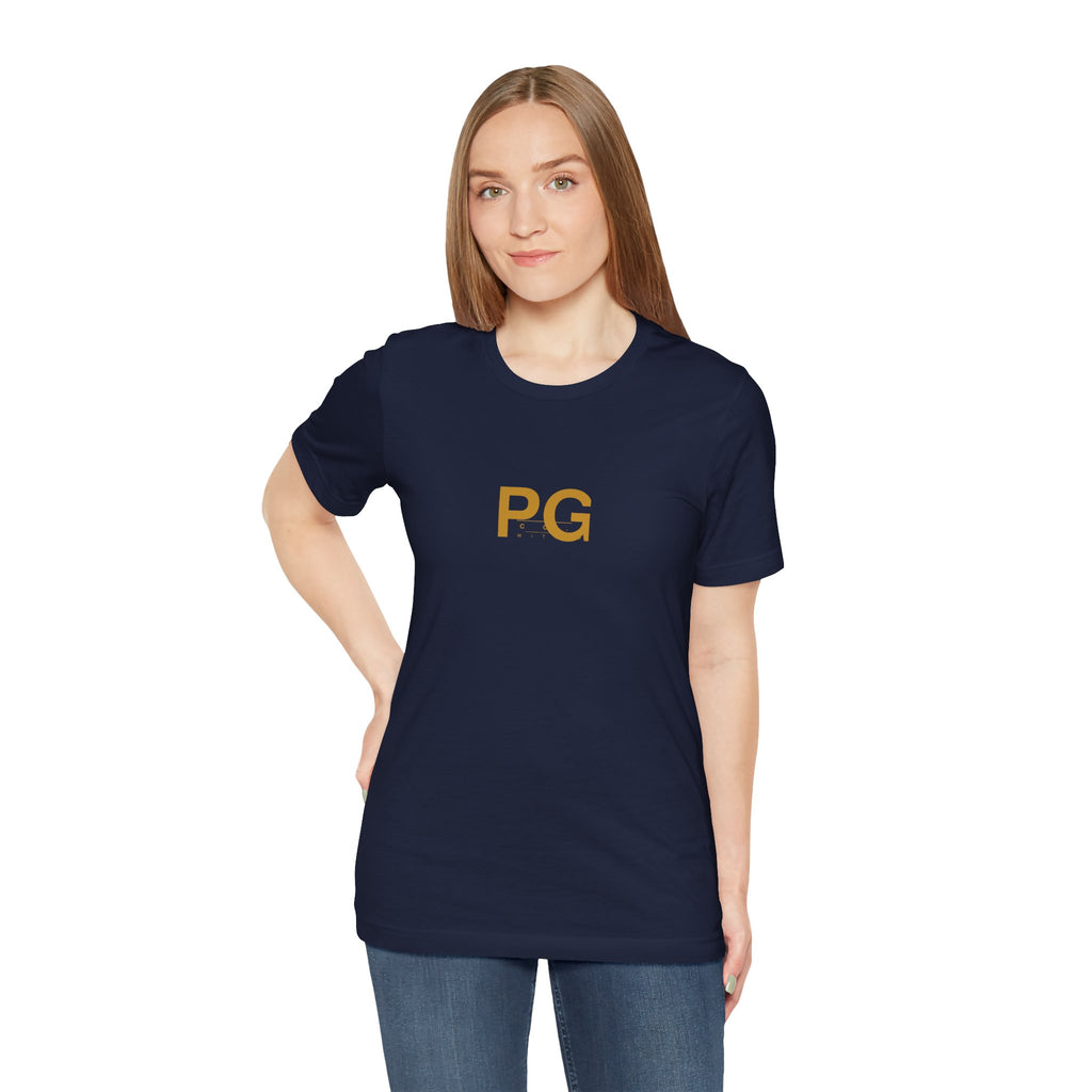 PG Minimalist White Tee — Gold Initials Casual T-Shirt