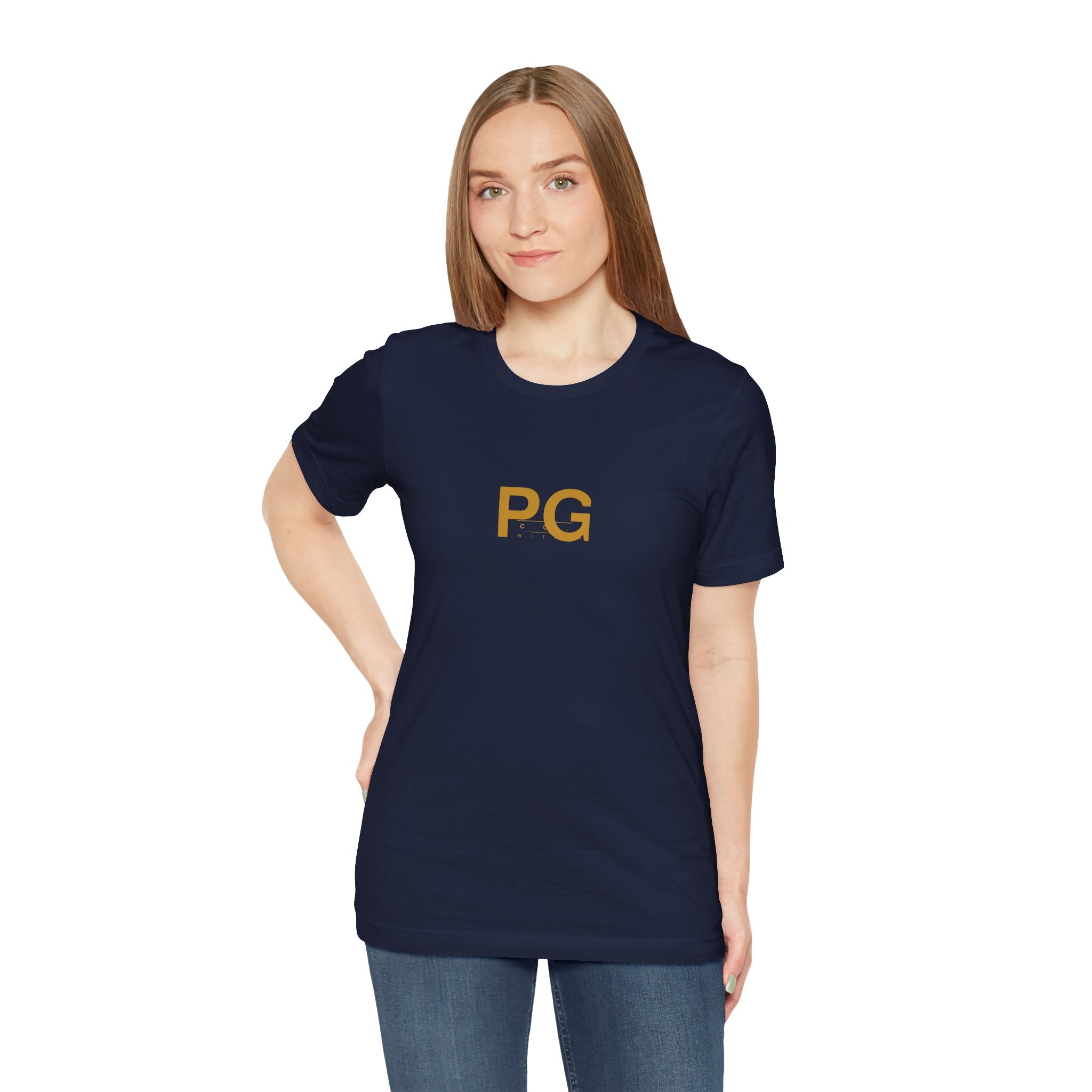 PG Minimalist White Tee — Gold Initials Casual T-Shirt
