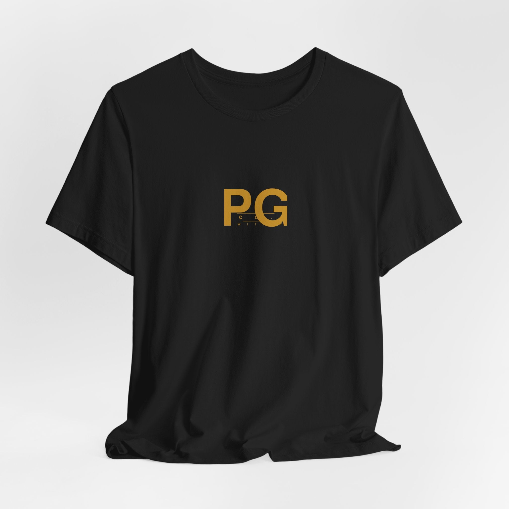 PG Minimalist White Tee — Gold Initials Casual T-Shirt