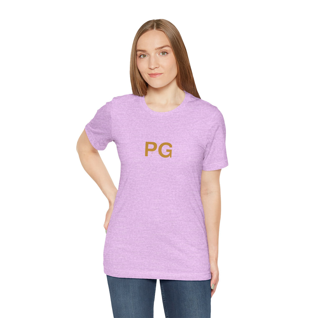 PG Minimalist White Tee — Gold Initials Casual T-Shirt