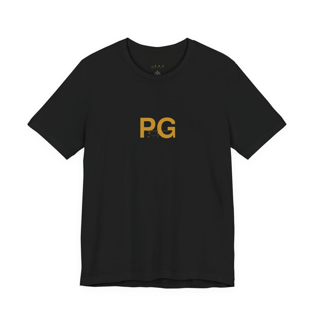 PG Minimalist White Tee — Gold Initials Casual T-Shirt