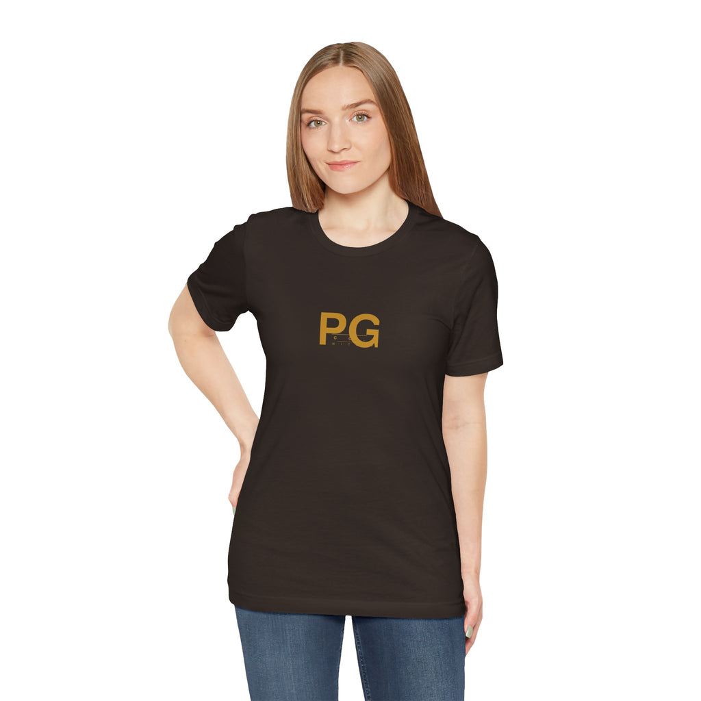 PG Minimalist White Tee — Gold Initials Casual T-Shirt