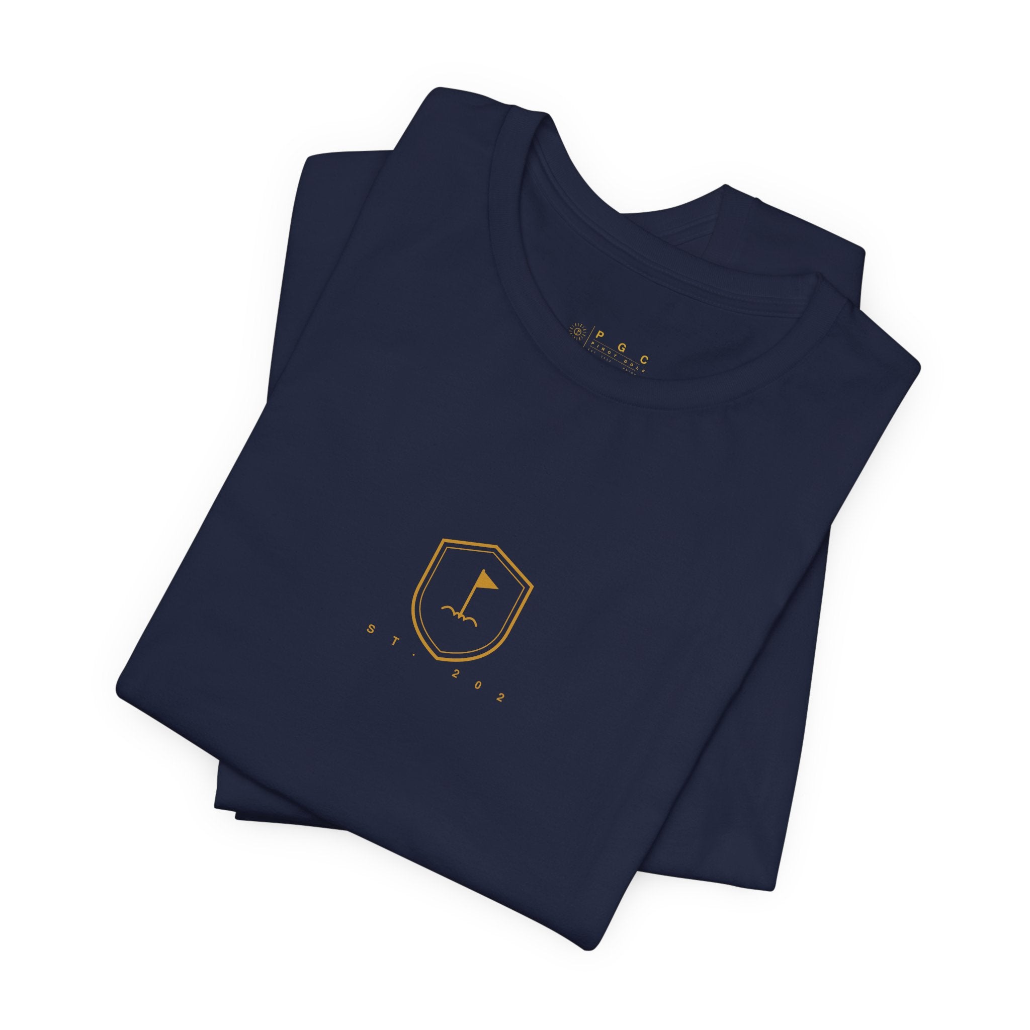 Minimalist Golf Flag T-Shirt — Small Hex Emblem Chest Tee