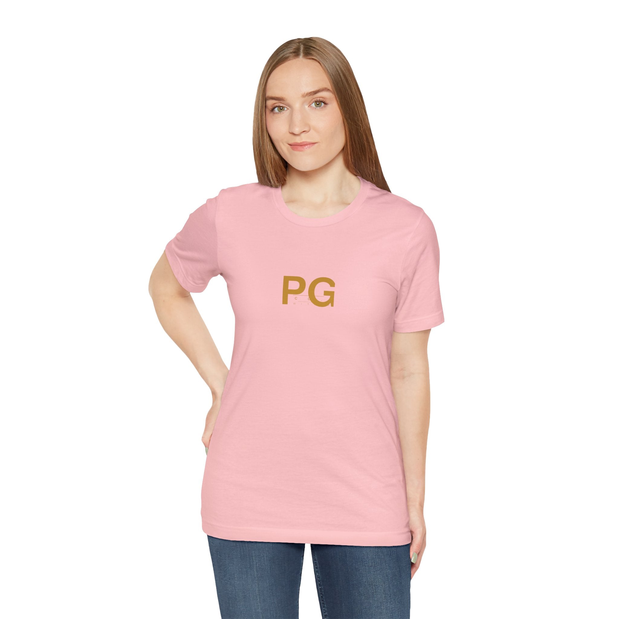 PG Minimalist White Tee — Gold Initials Casual T-Shirt