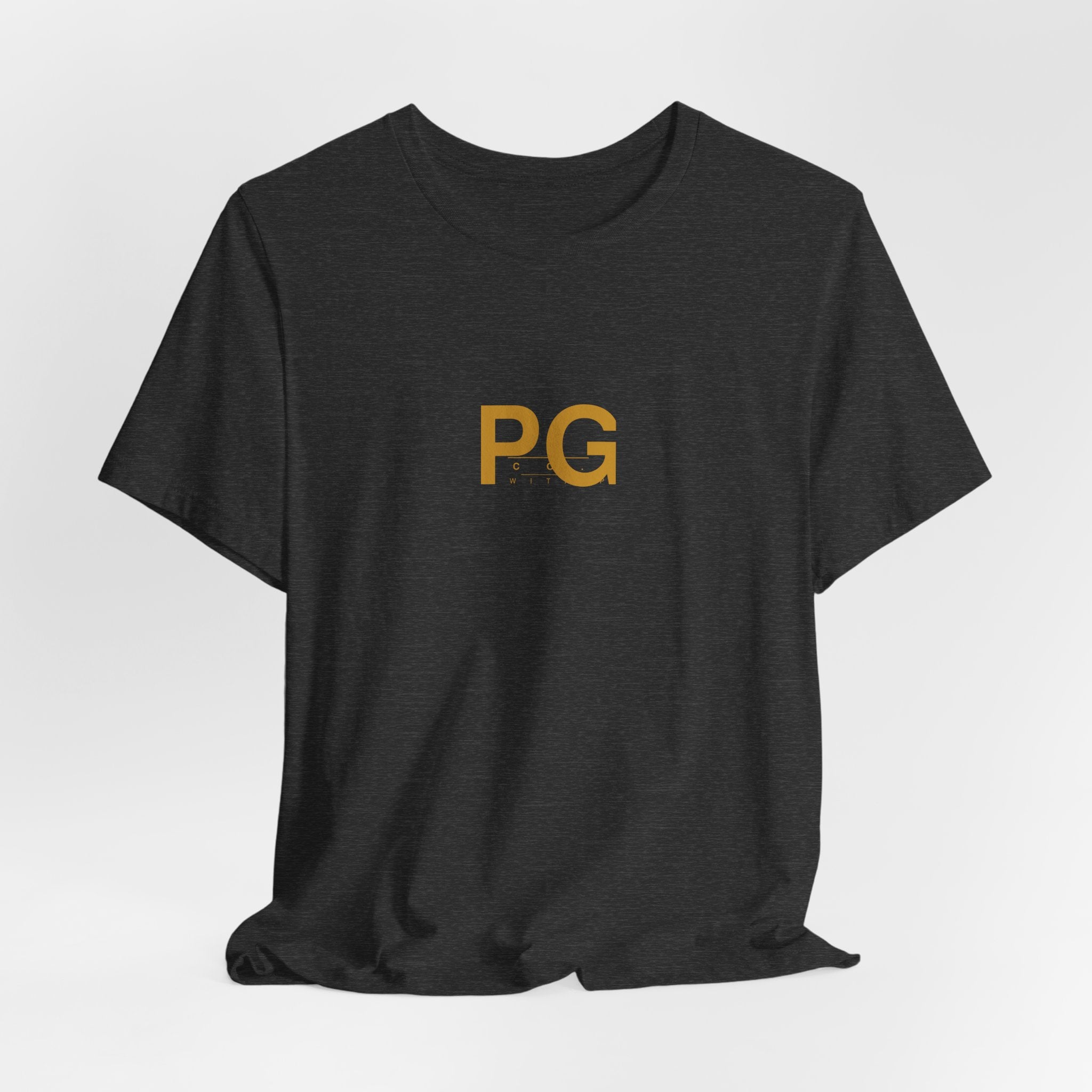 PG Minimalist White Tee — Gold Initials Casual T-Shirt