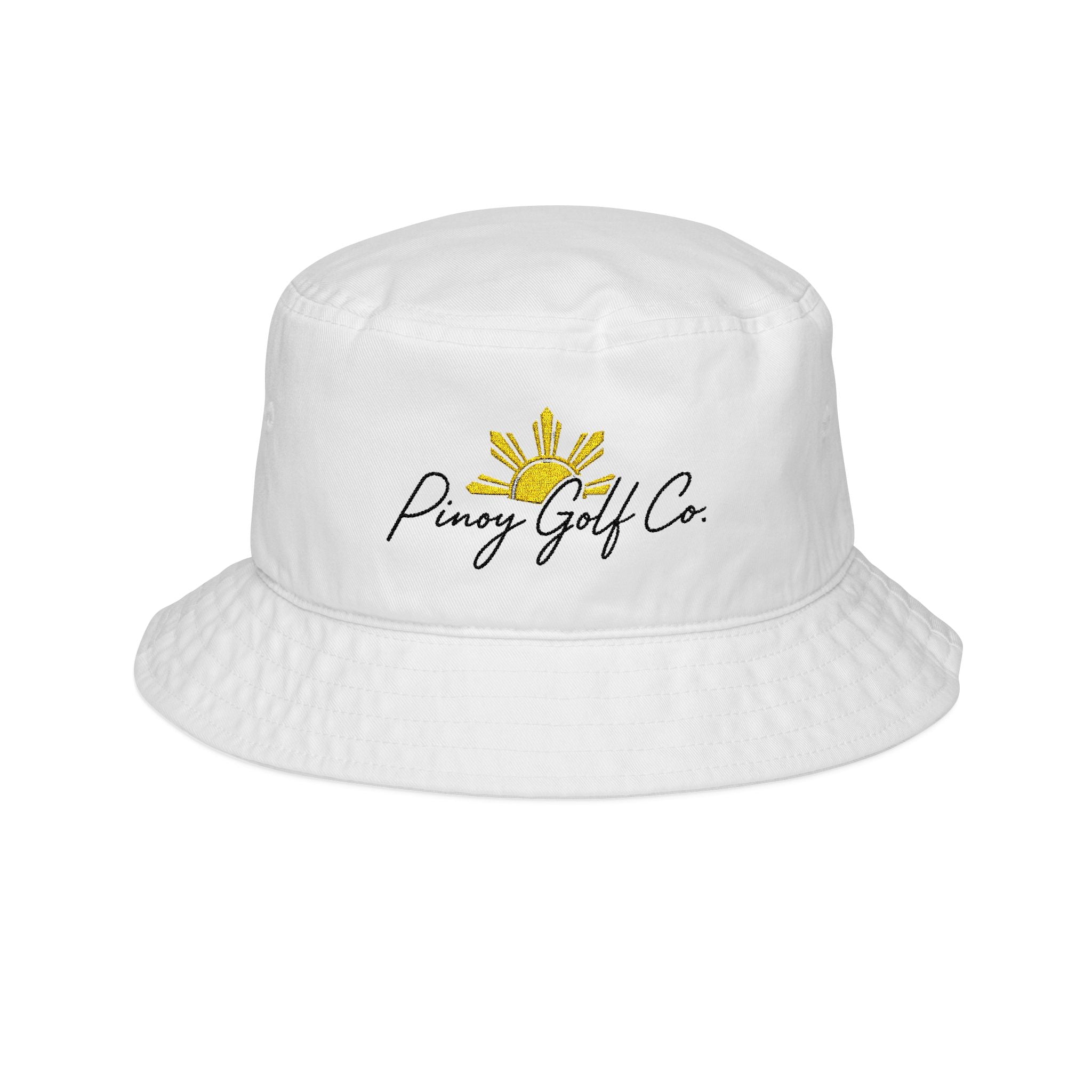 Golf Leaf Bucket Hat — "Piney Golf Co." Embroidered Casual Sun Hat/ Black Stitch