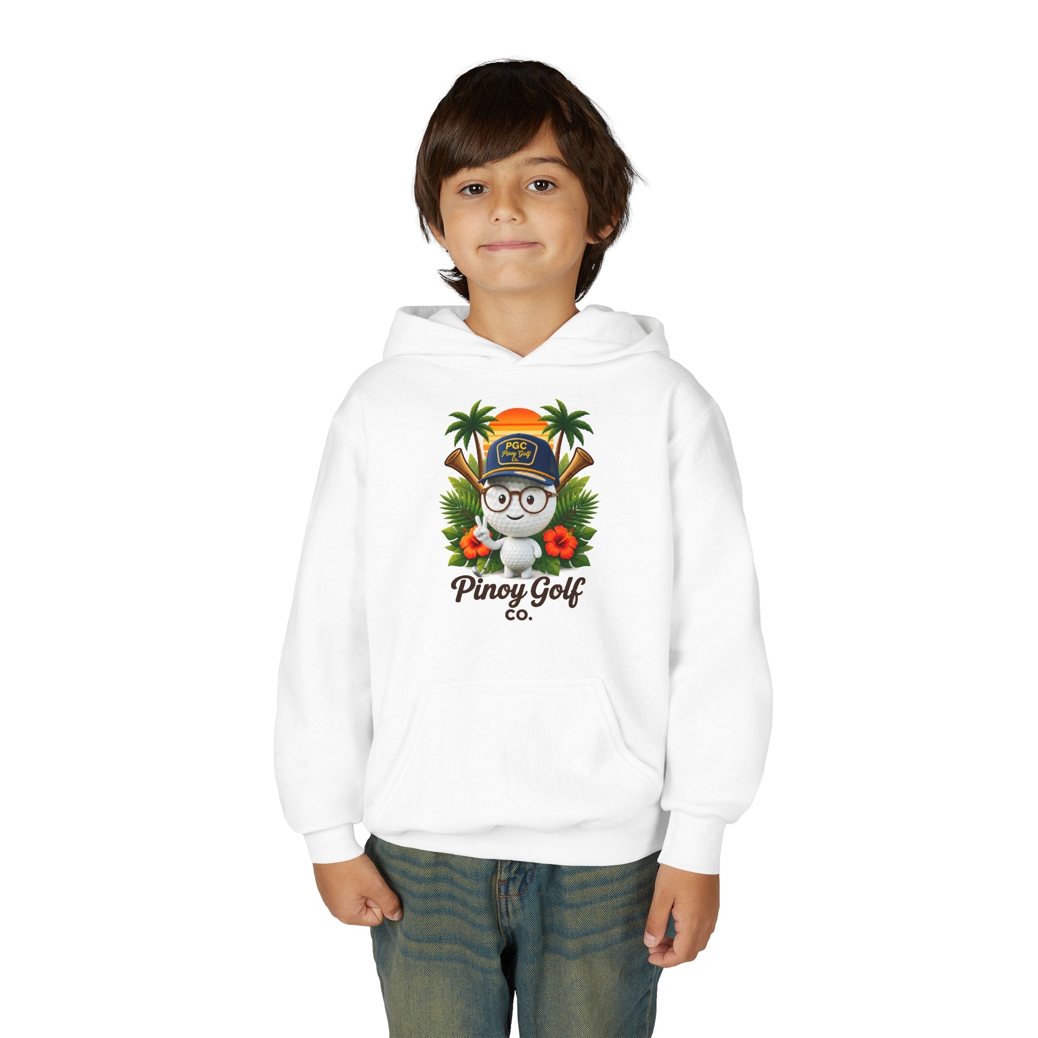Pinoy Golf Co. Youth Hoodie — Tropical Coconut Golf Design