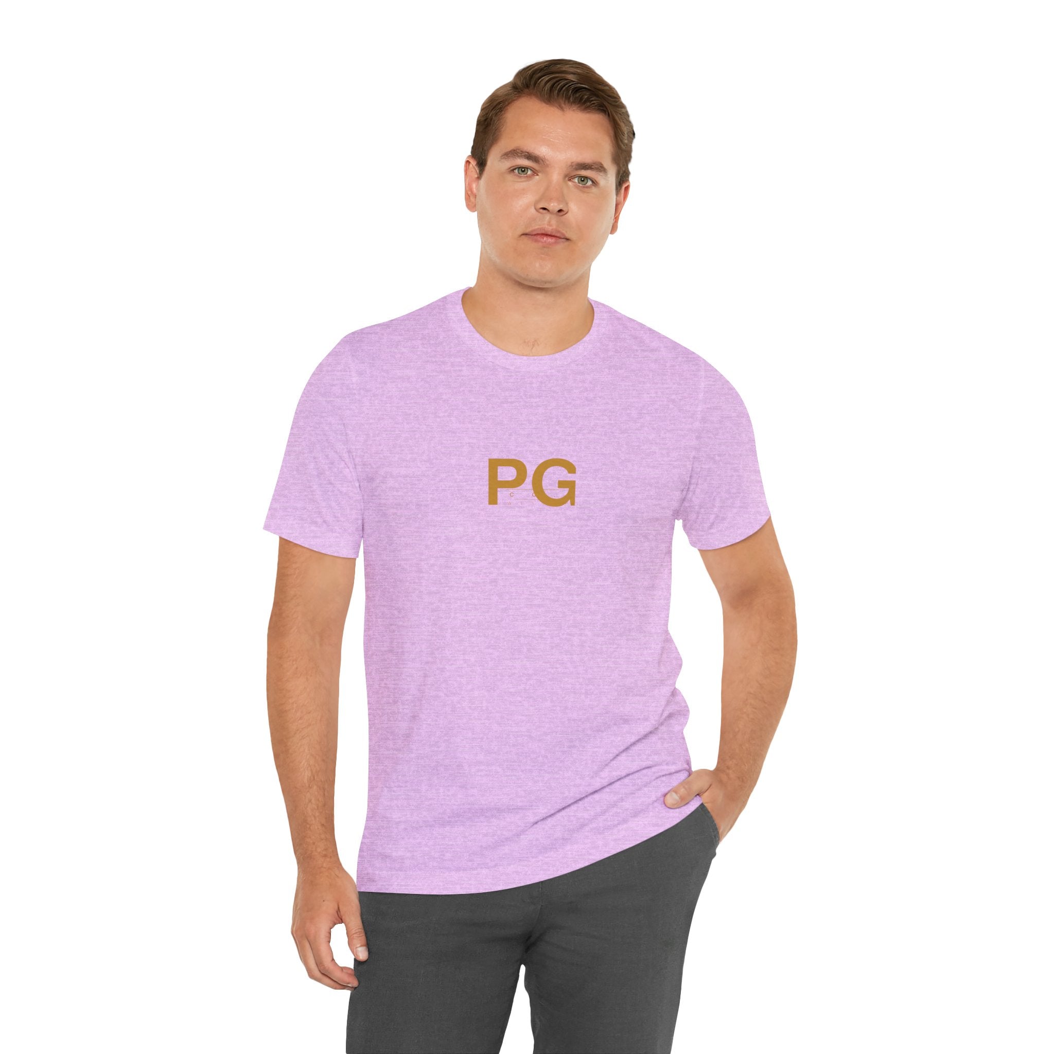 PG Minimalist White Tee — Gold Initials Casual T-Shirt