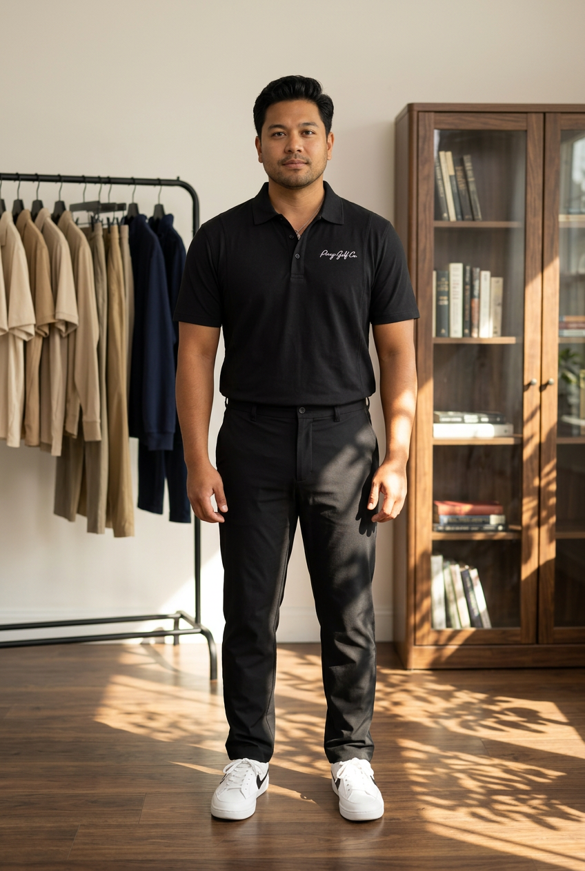 Men's Sport Polo Shirt — Minimal Embroidered Chest Logo, Breathable Athletic Polo