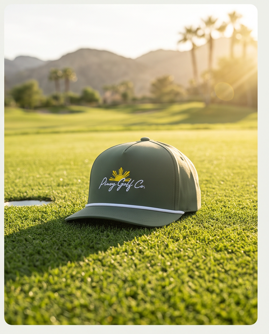Sunwashed Rope Cap — 'Pinoy Golf Co.' Embroidered Trucker Hat