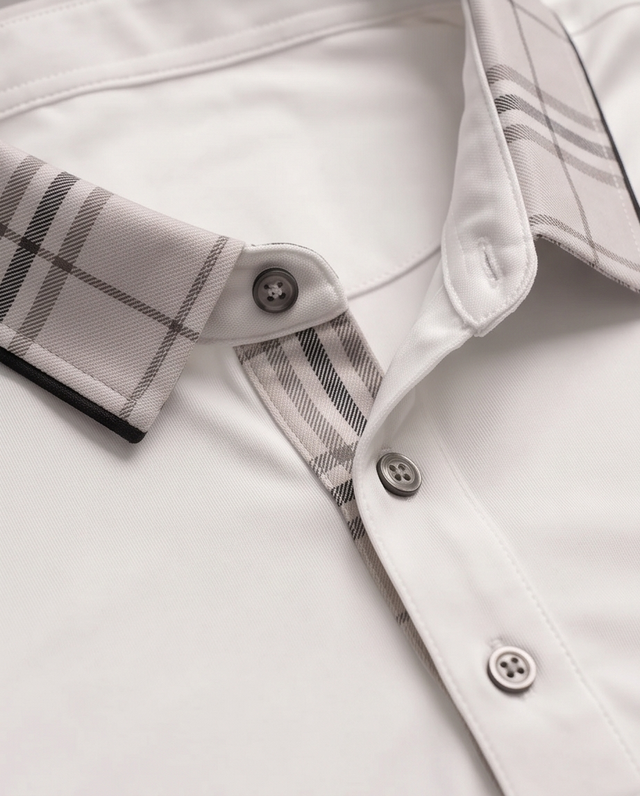 PGC Pinoy Golf Co. Performance Polo — White Plaid Collar