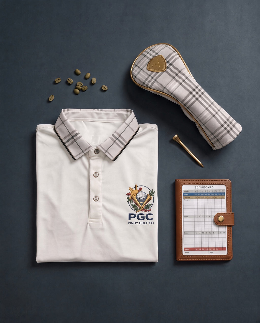 PGC Pinoy Golf Co. Performance Polo — White Plaid Collar